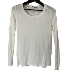 Vince White‎ Slub Knit Long Sleeve Scoop Neck Tee XS